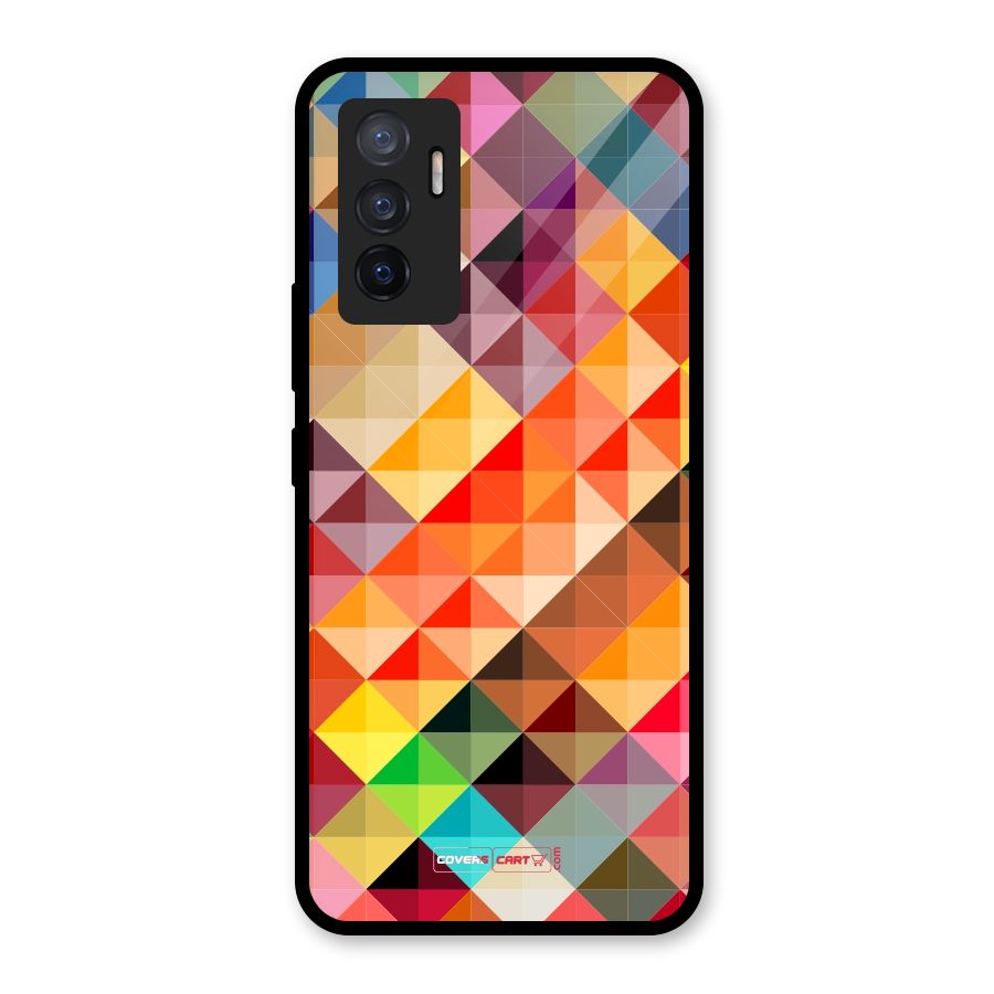 Colorful Cubes Glass Back Case for Vivo V23e
