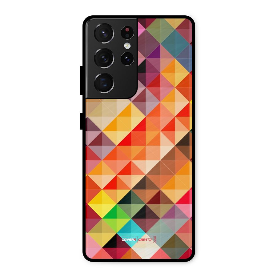 Colorful Cubes Metal Back Case for Galaxy S21 Ultra 5G