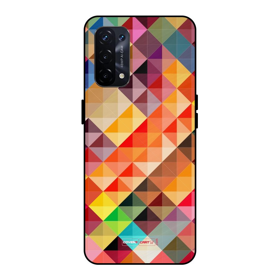 Colorful Cubes Metal Back Case for Oppo A74 5G