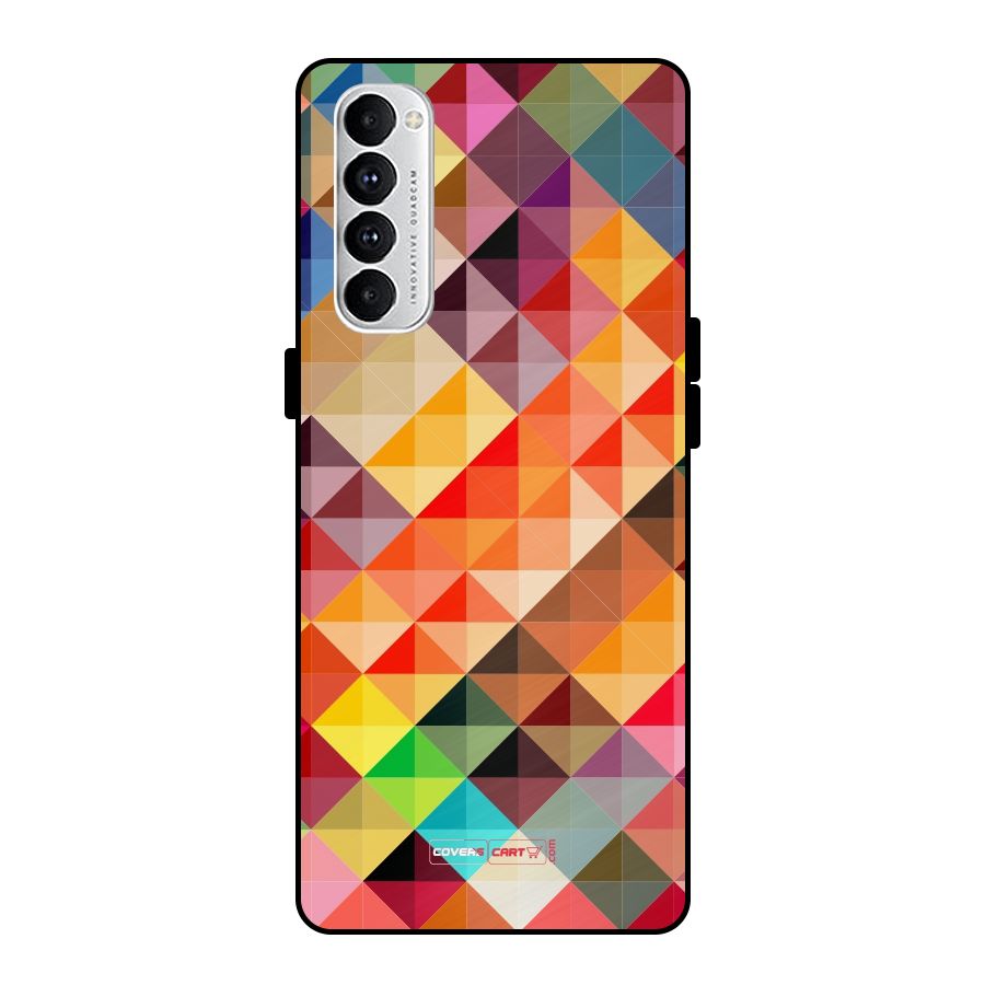 Colorful Cubes Metal Back Case for Oppo Reno4 Pro