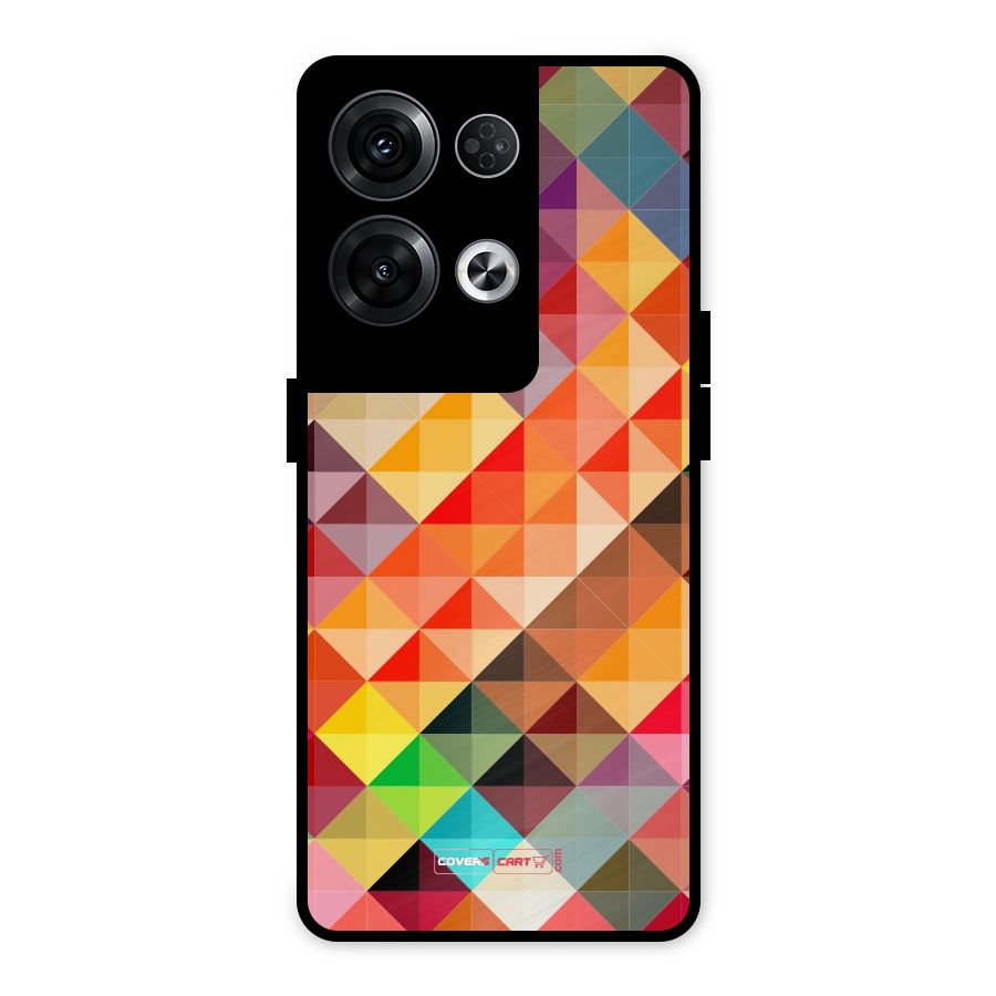 Colorful Cubes Metal Back Case for Oppo Reno8 Pro 5G