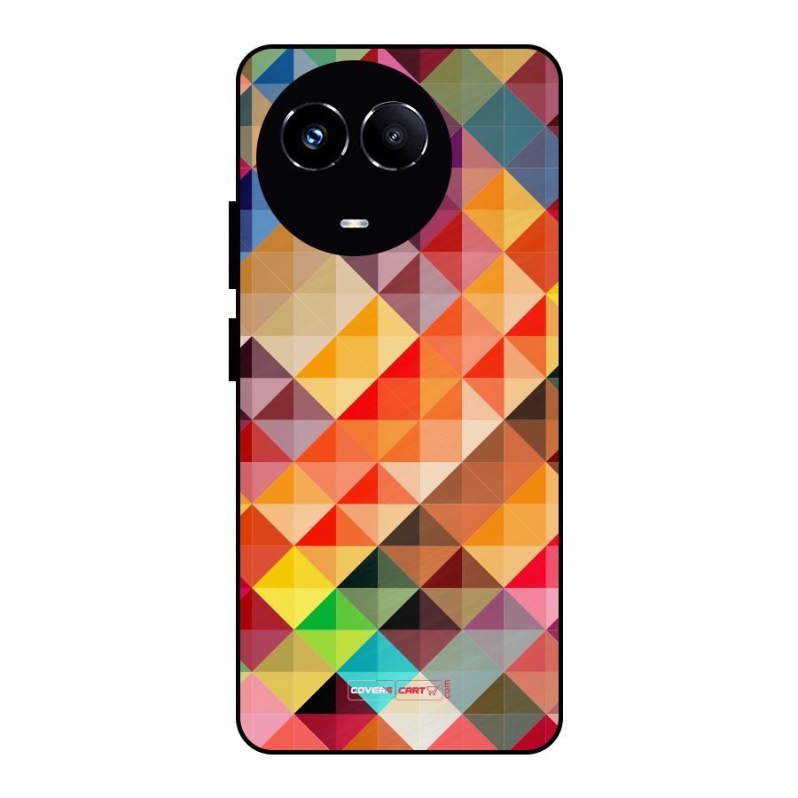 Colorful Cubes Metal Back Case for Realme Narzo 60X