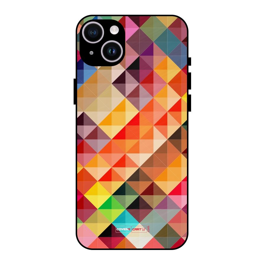 Colorful Cubes Metal Back Case for iPhone 14 Plus
