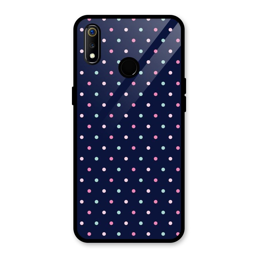 Colorful Dots Pattern Glass Back Case for Realme 3