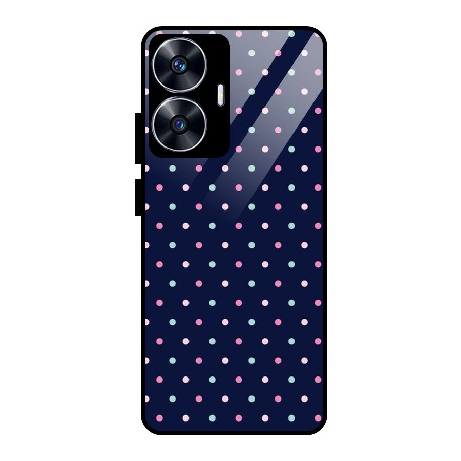 Colorful Dots Pattern Glass Back Case for Realme Narzo N55