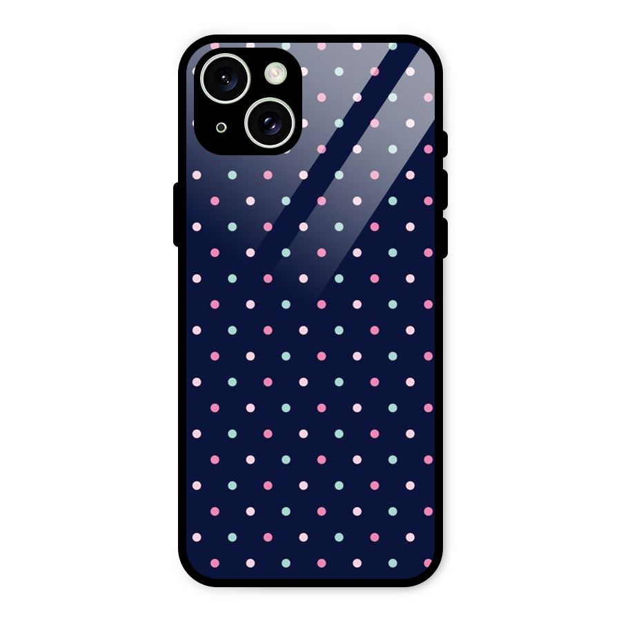 Colorful Dots Pattern Glass Back Case for iPhone 15 Plus