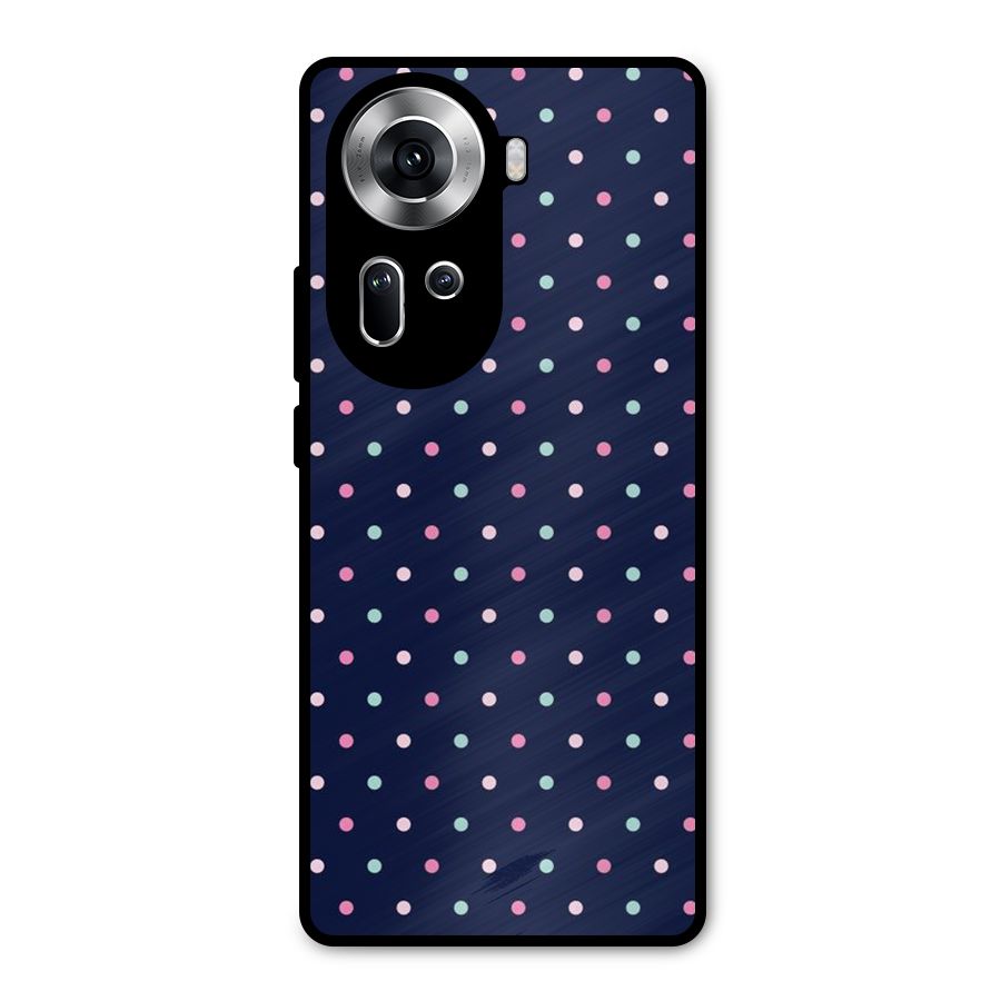 Colorful Dots Pattern Metal Back Case for Oppo Reno11 5G