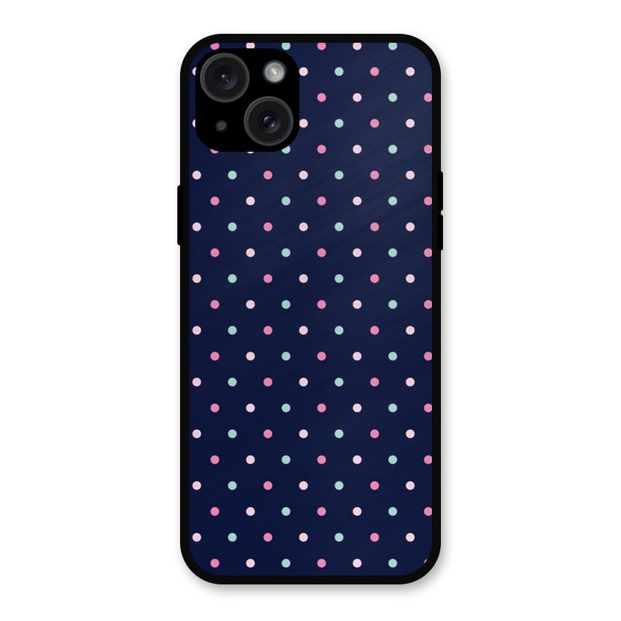 Colorful Dots Pattern Metal Back Case for iPhone 15 Plus