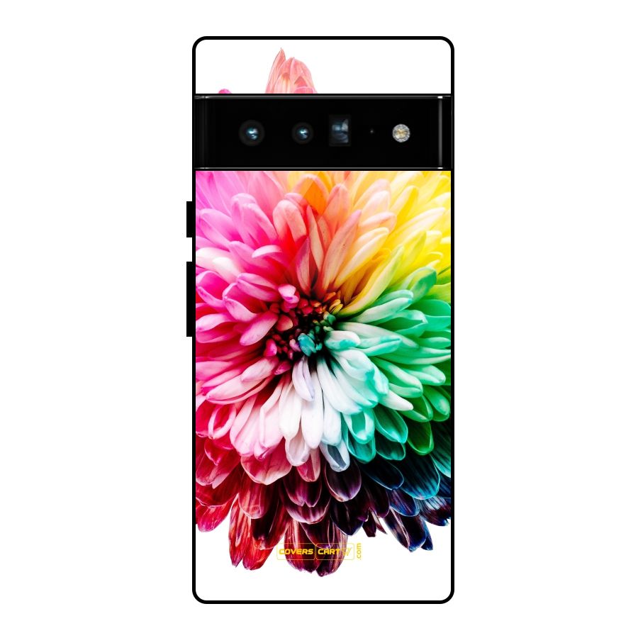 Colorful Flower Glass Back Case for Google Pixel 6 Pro
