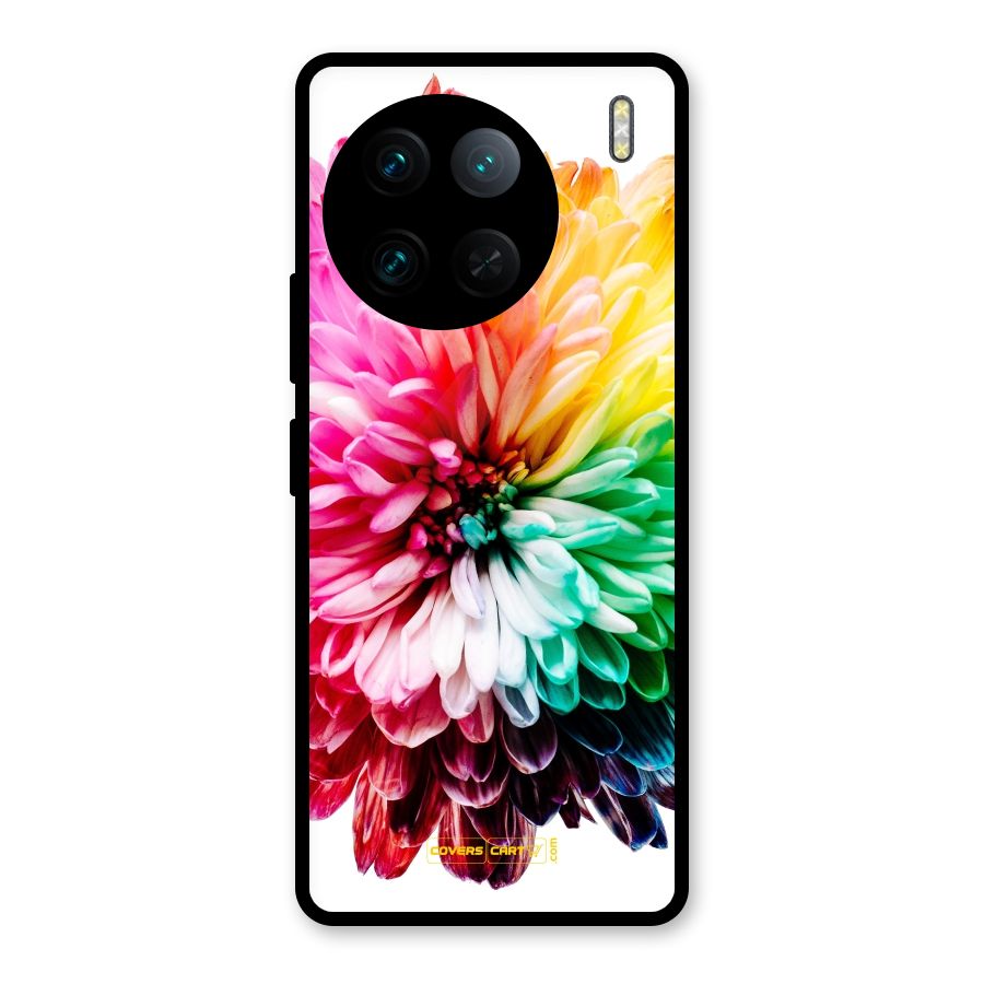 Colorful Flower Glass Back Case for Vivo X90 Pro