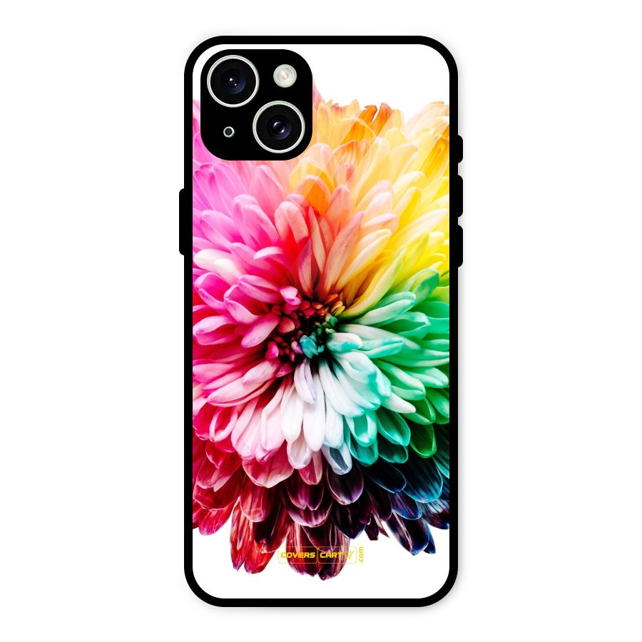 Colorful Flower Glass Back Case for iPhone 15 Plus