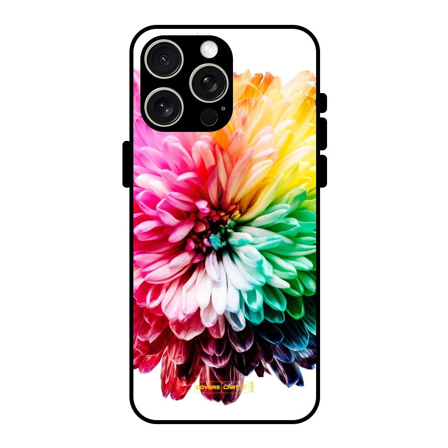 Colorful Flower Glass Back Case for iPhone 15 Pro Max