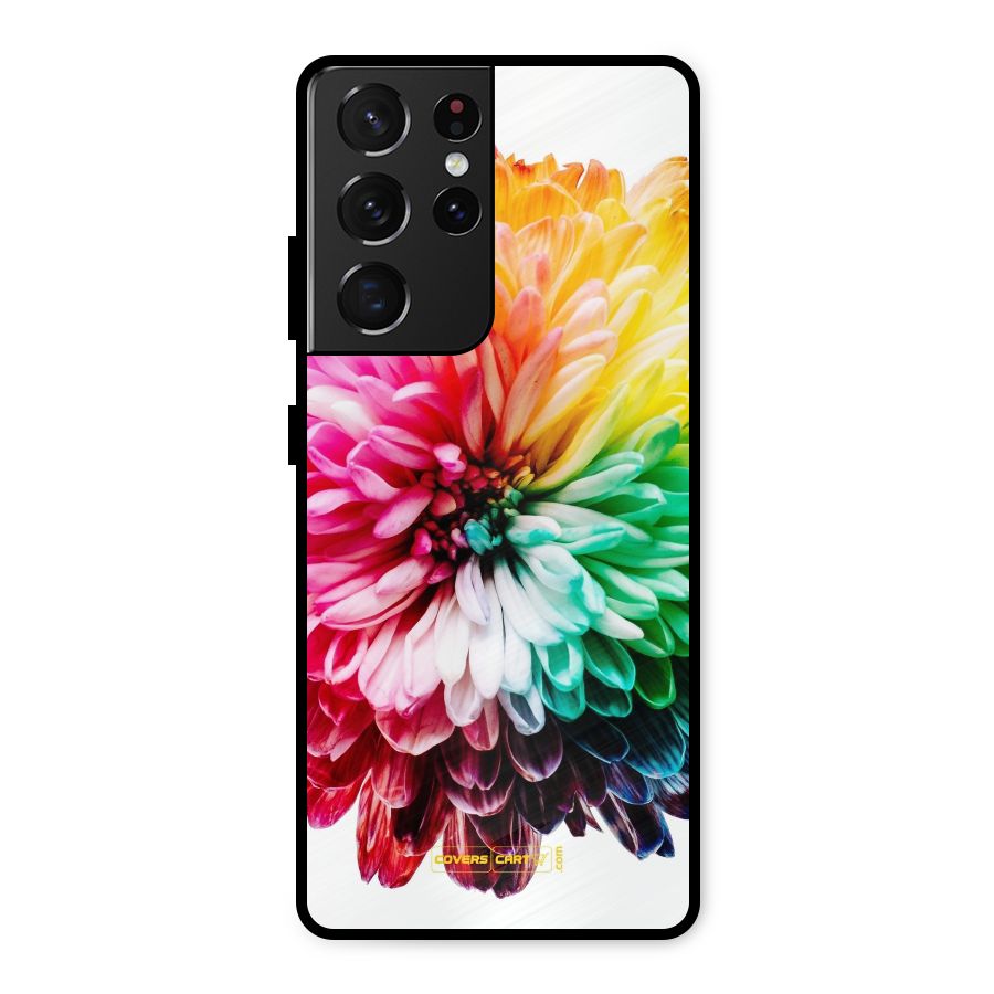 Colorful Flower Metal Back Case for Galaxy S21 Ultra 5G