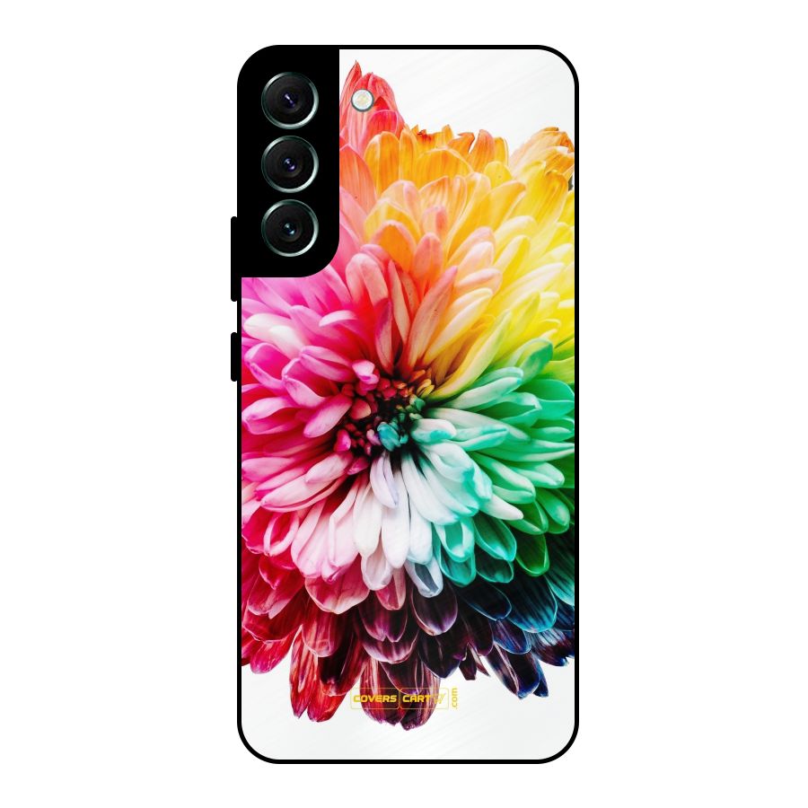 Colorful Flower Metal Back Case for Galaxy S22 Plus 5G