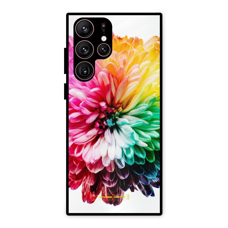Colorful Flower Metal Back Case for Galaxy S22 Ultra 5G