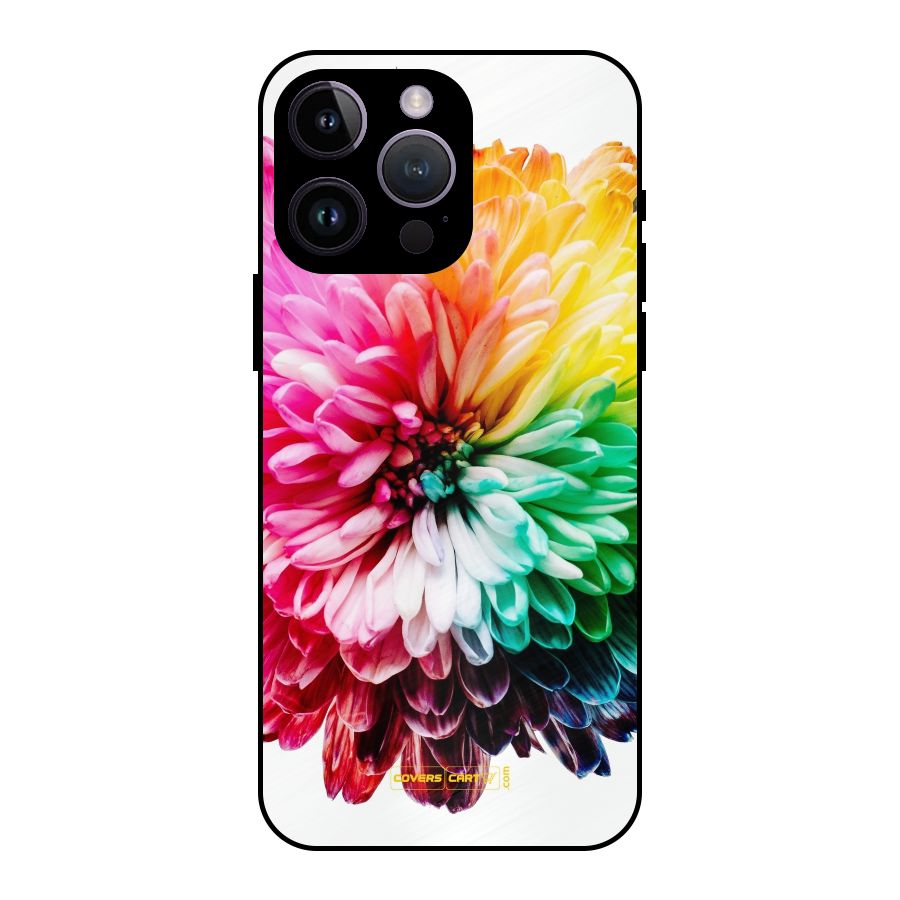 Colorful Flower Metal Back Case for iPhone 14 Pro Max
