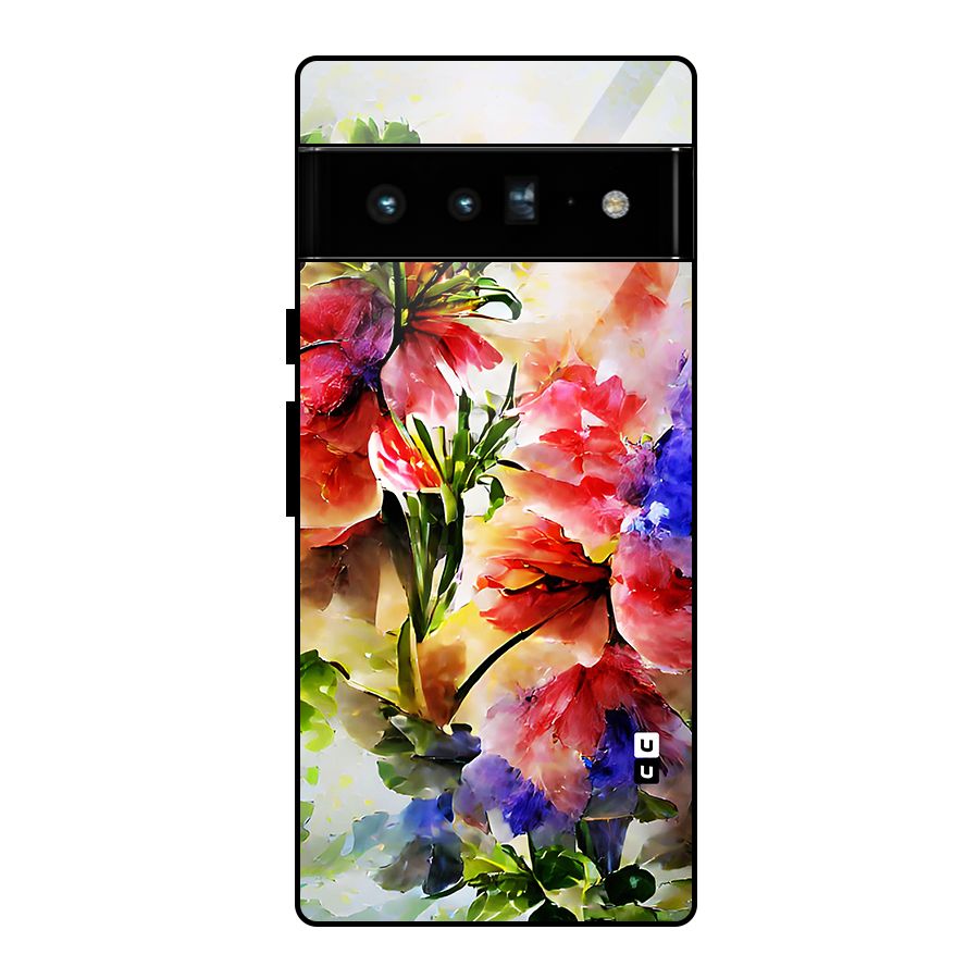 Colorful Flowers Fine Art Glass Back Case for Google Pixel 6 Pro