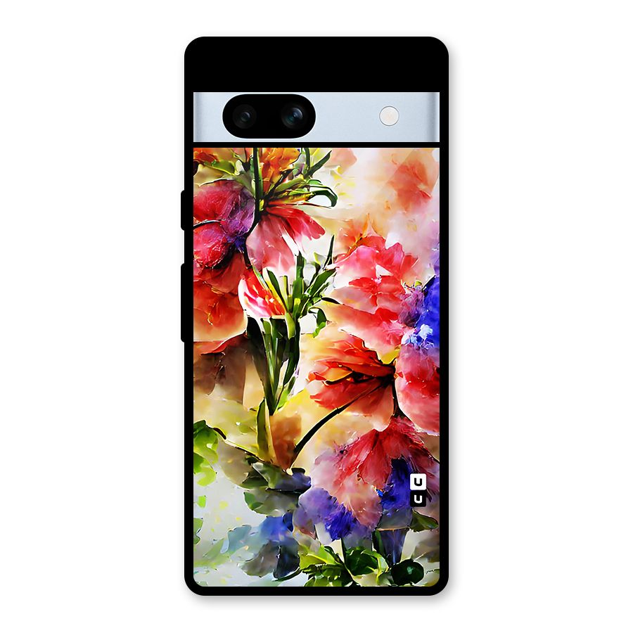 Colorful Flowers Fine Art Glass Back Case for Google Pixel 7a