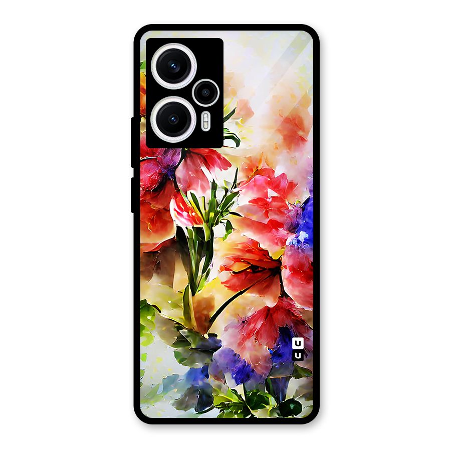 Colorful Flowers Fine Art Glass Back Case for Poco F5