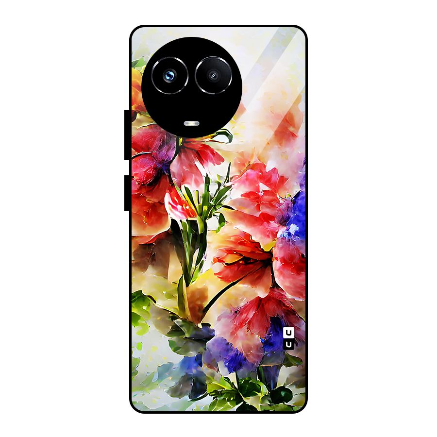 Colorful Flowers Fine Art Glass Back Case for Realme 11X