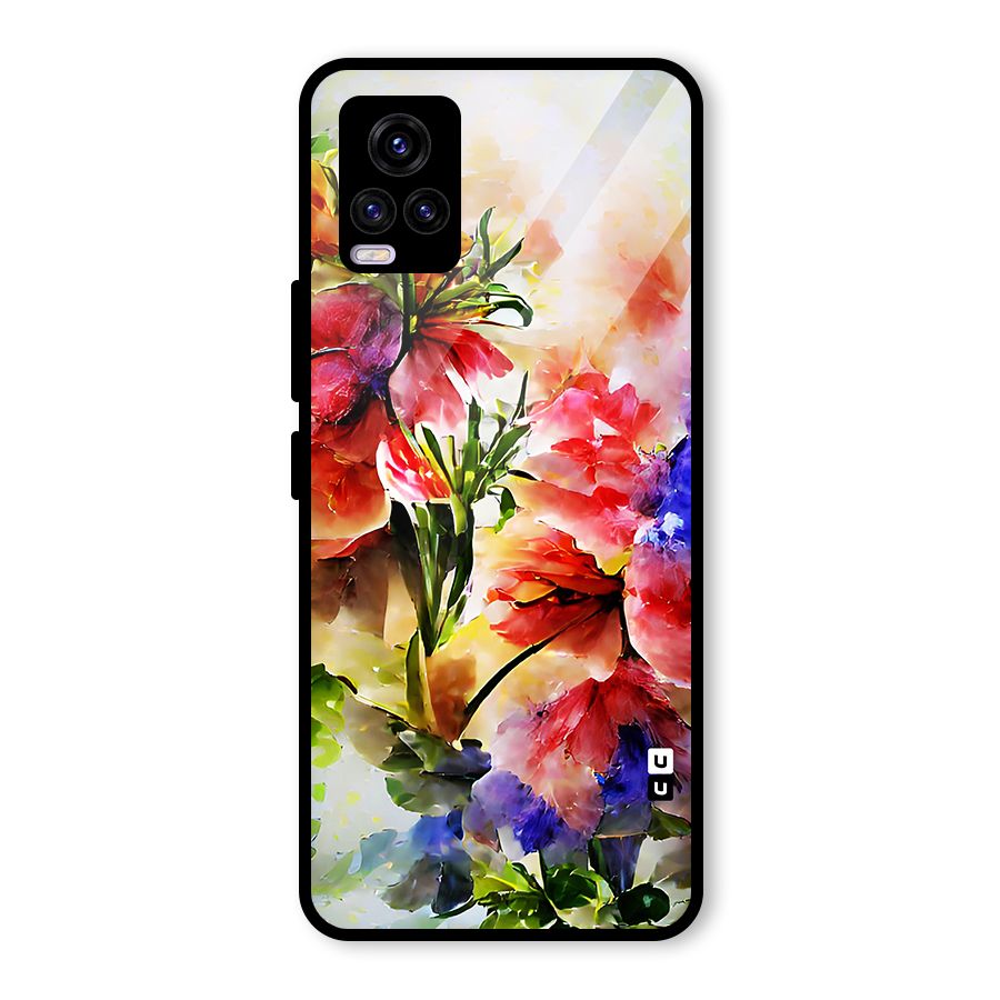 Colorful Flowers Fine Art Glass Back Case for Vivo V20 2021