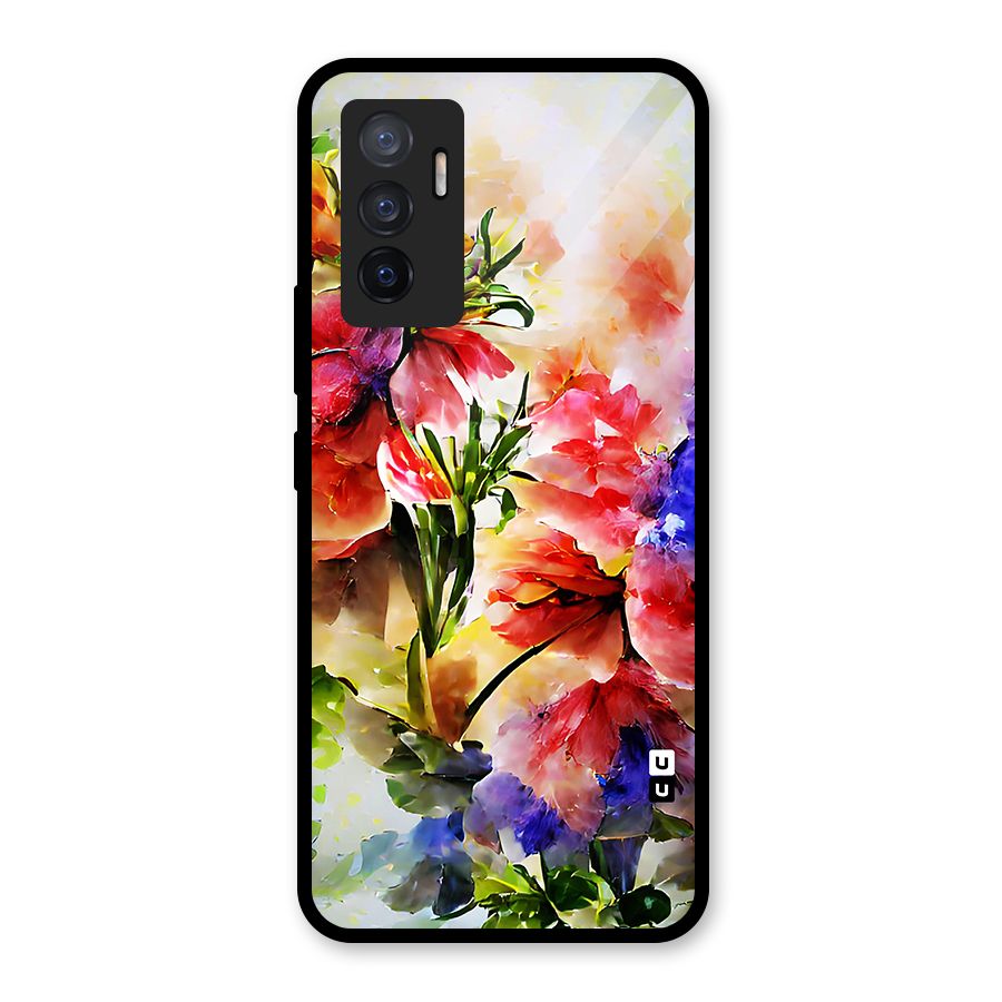 Colorful Flowers Fine Art Glass Back Case for Vivo V23e