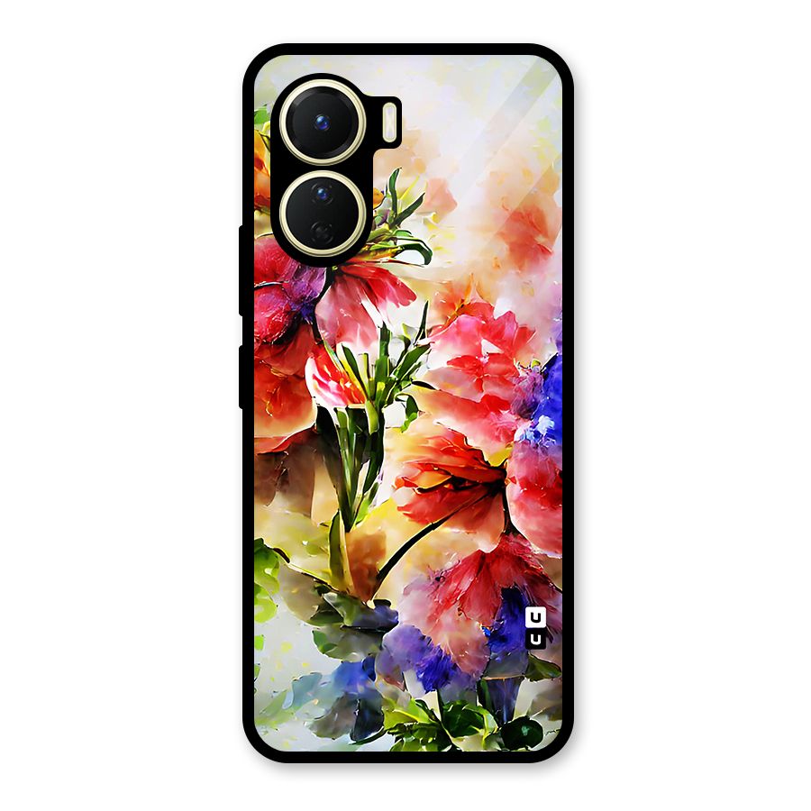 Colorful Flowers Fine Art Glass Back Case for Vivo Y16