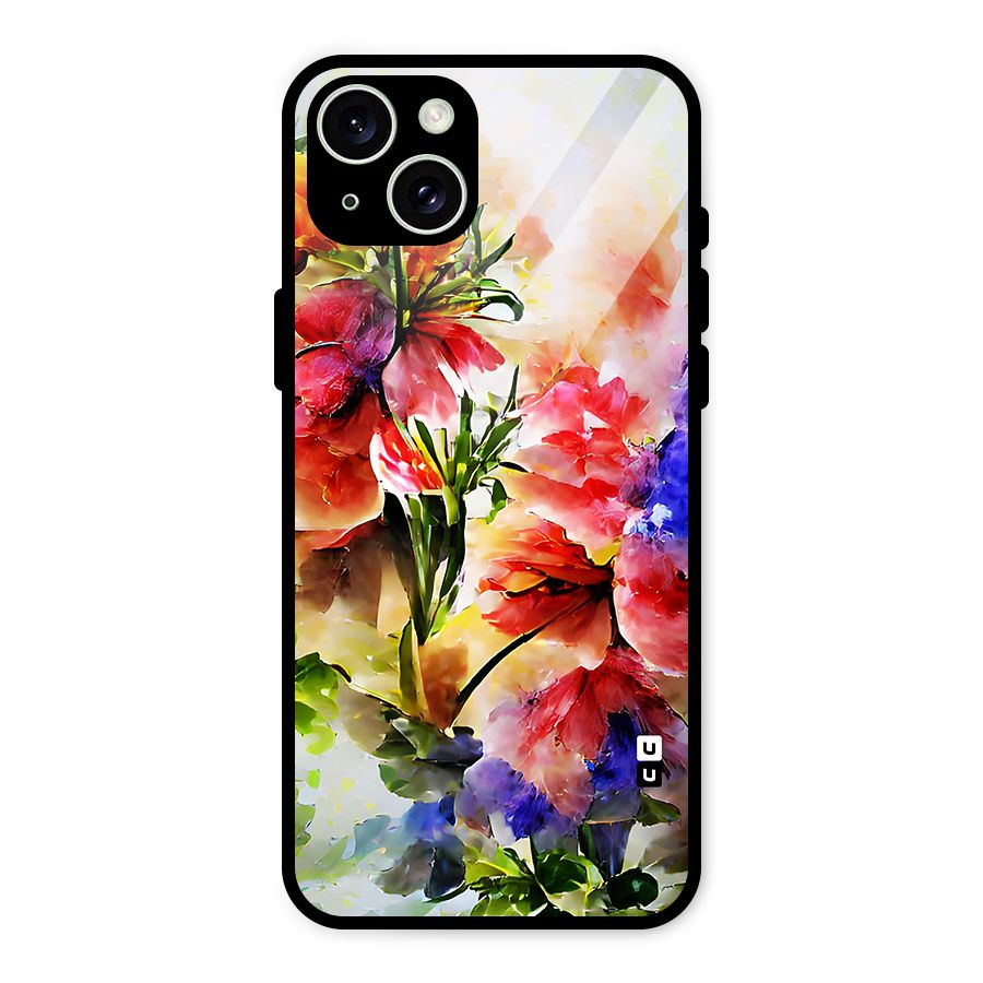 Colorful Flowers Fine Art Glass Back Case for iPhone 15 Plus