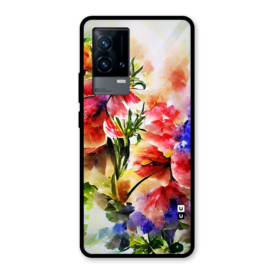Colorful Flowers Fine Art Glass Back Case for iQOO 9 5G