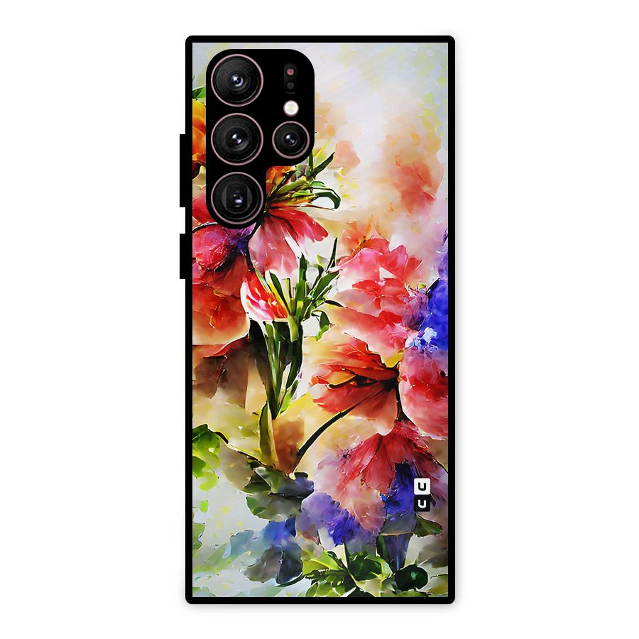 Colorful Flowers Fine Art Metal Back Case for Galaxy S22 Ultra 5G
