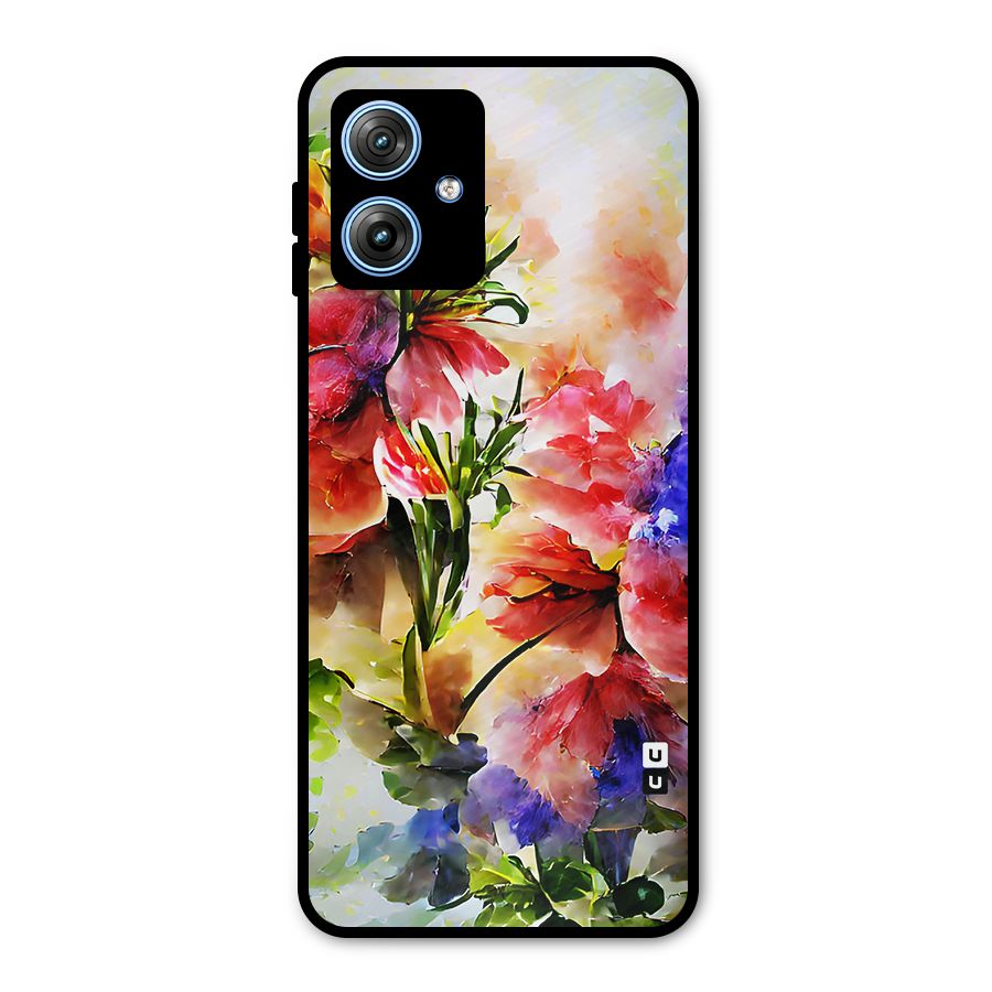 Colorful Flowers Fine Art Metal Back Case for Moto G54