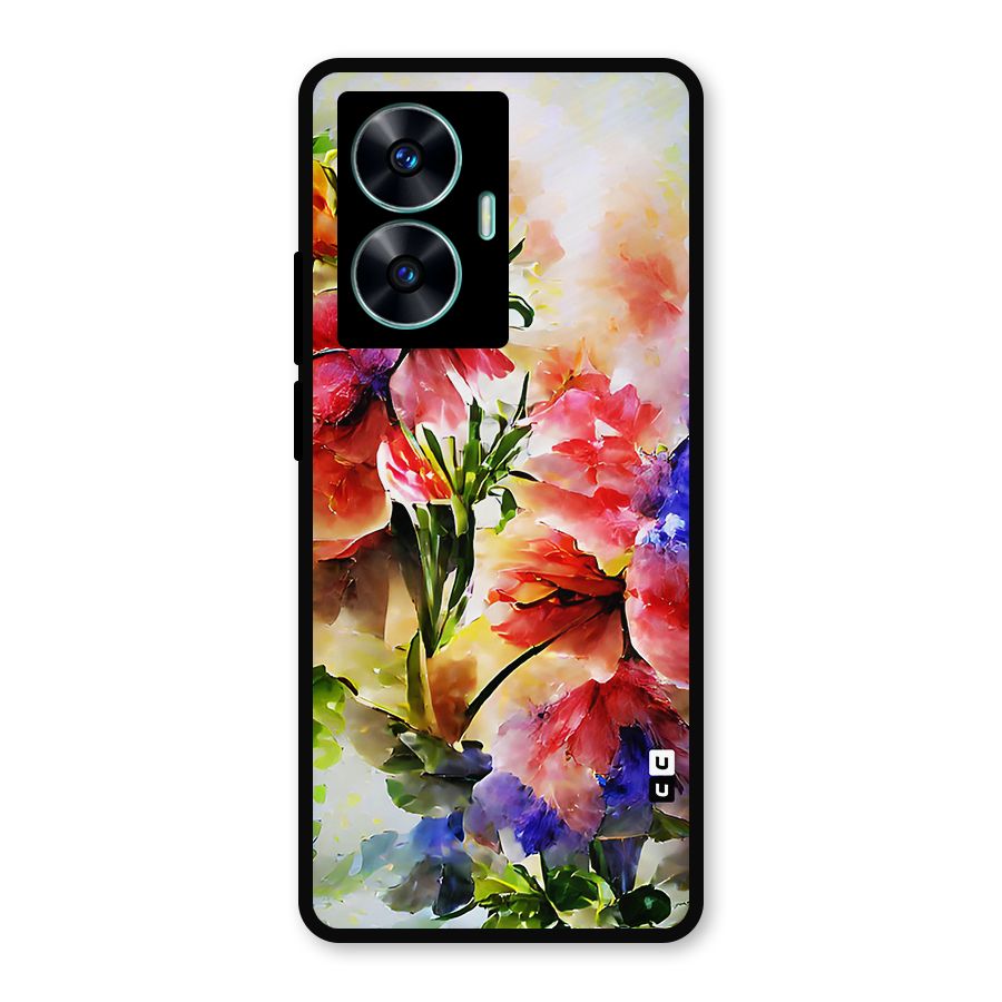 Colorful Flowers Fine Art Metal Back Case for Realme Narzo N55