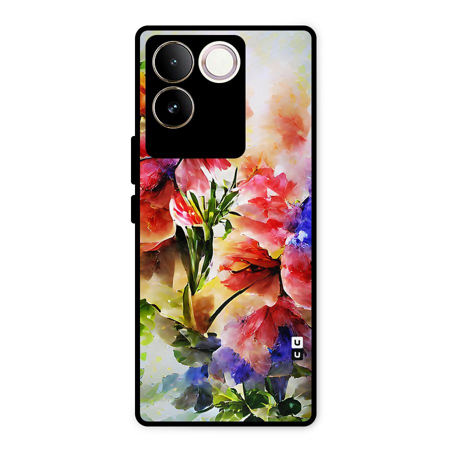 Colorful Flowers Fine Art Metal Back Case for Vivo T2 Pro