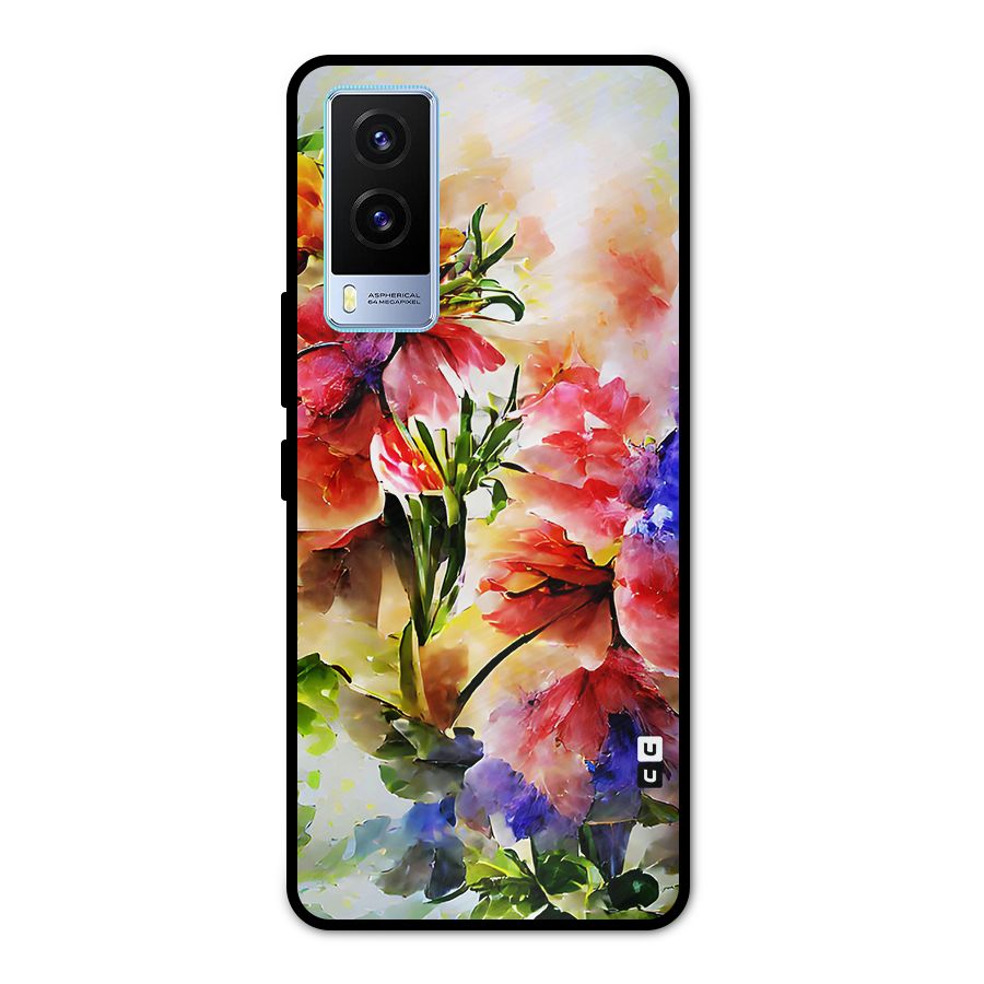 Colorful Flowers Fine Art Metal Back Case for Vivo V21e 5G