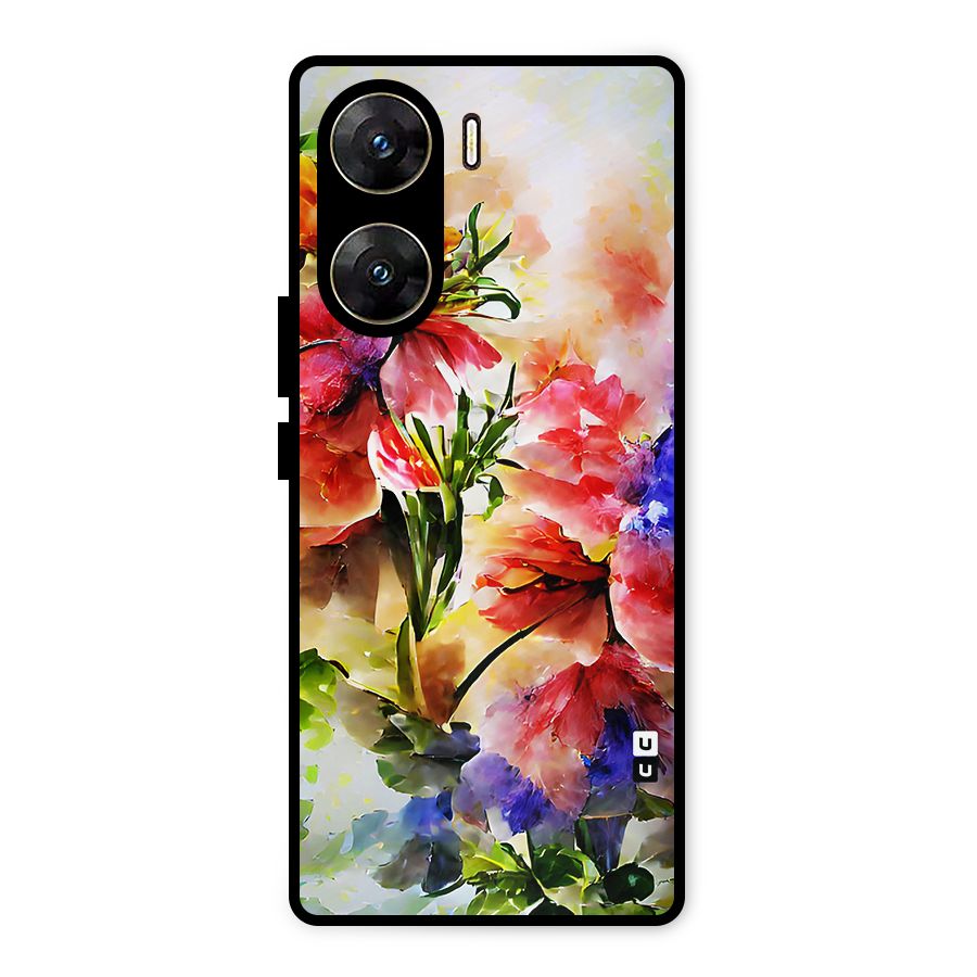 Colorful Flowers Fine Art Metal Back Case for Vivo V29e