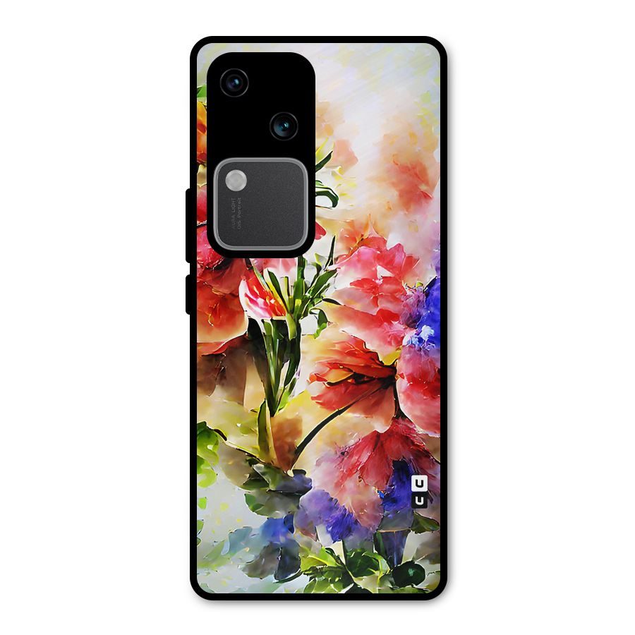 Colorful Flowers Fine Art Metal Back Case for Vivo V30 Pro