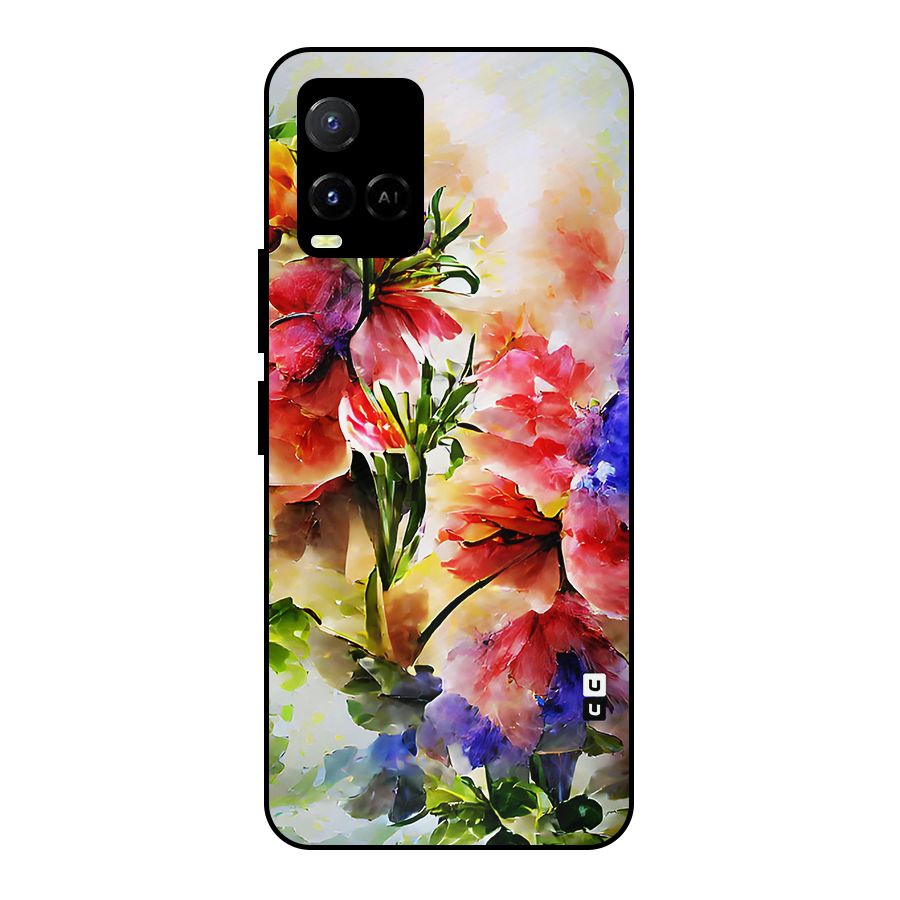 Colorful Flowers Fine Art Metal Back Case for Vivo Y21A