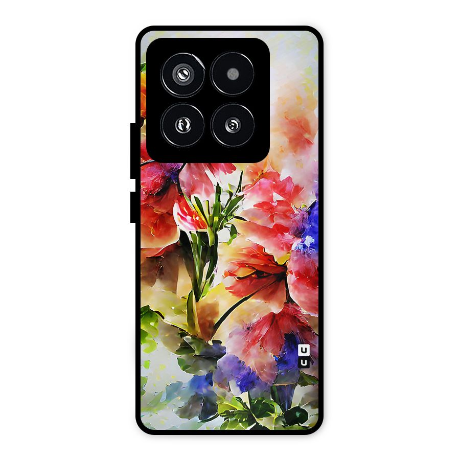 Colorful Flowers Fine Art Metal Back Case for Xiaomi 14 Pro