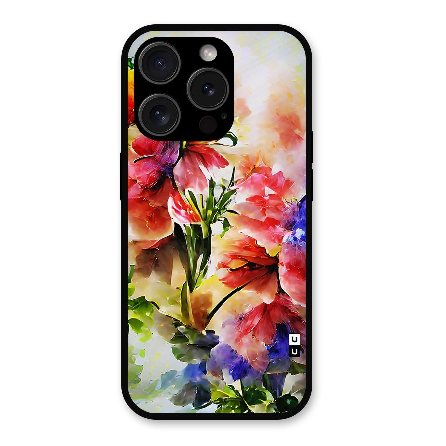Colorful Flowers Fine Art Metal Back Case for iPhone 15 Pro