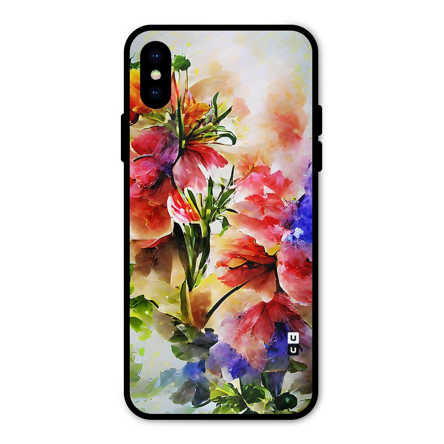 Colorful Flowers Fine Art Metal Back Case for iPhone XS