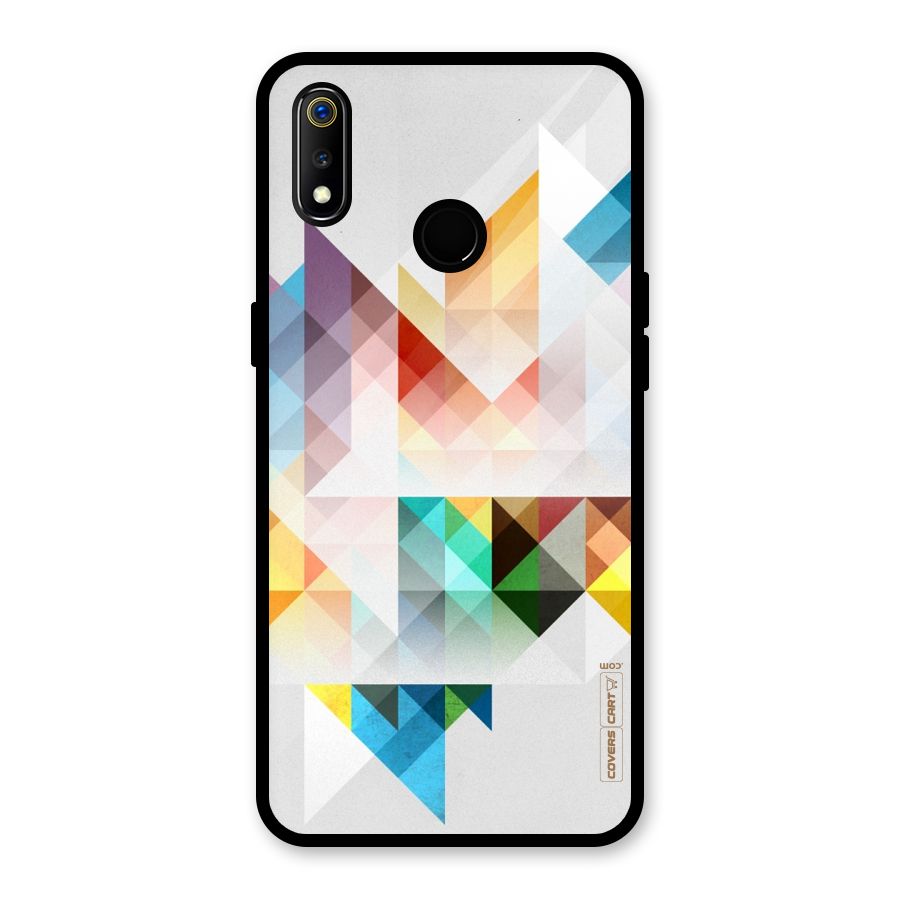 Colorful Geometric Art Glass Back Case for Realme 3