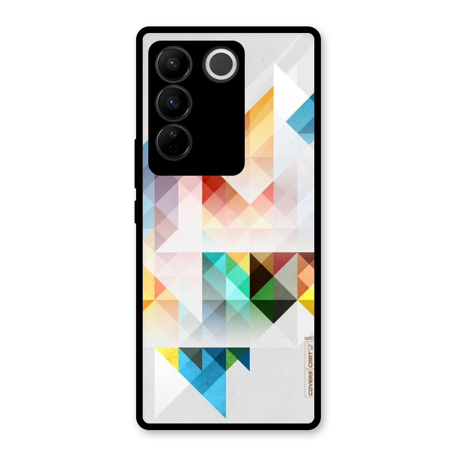 Colorful Geometric Art Glass Back Case for Vivo V27 Pro