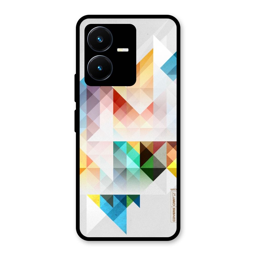 Colorful Geometric Art Glass Back Case for Vivo Y22s