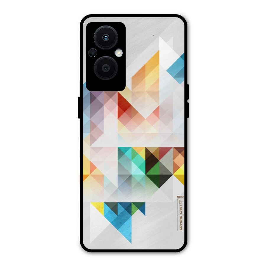 Colorful Geometric Art Metal Back Case for Oppo F21 Pro 5G