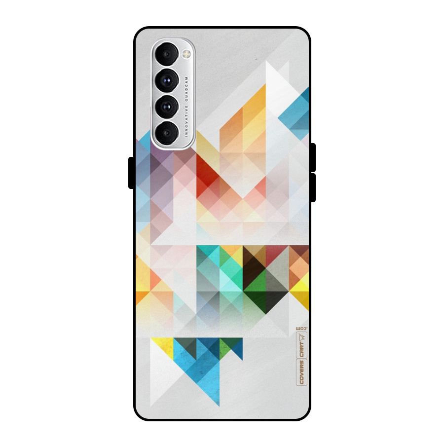 Colorful Geometric Art Metal Back Case for Oppo Reno4 Pro