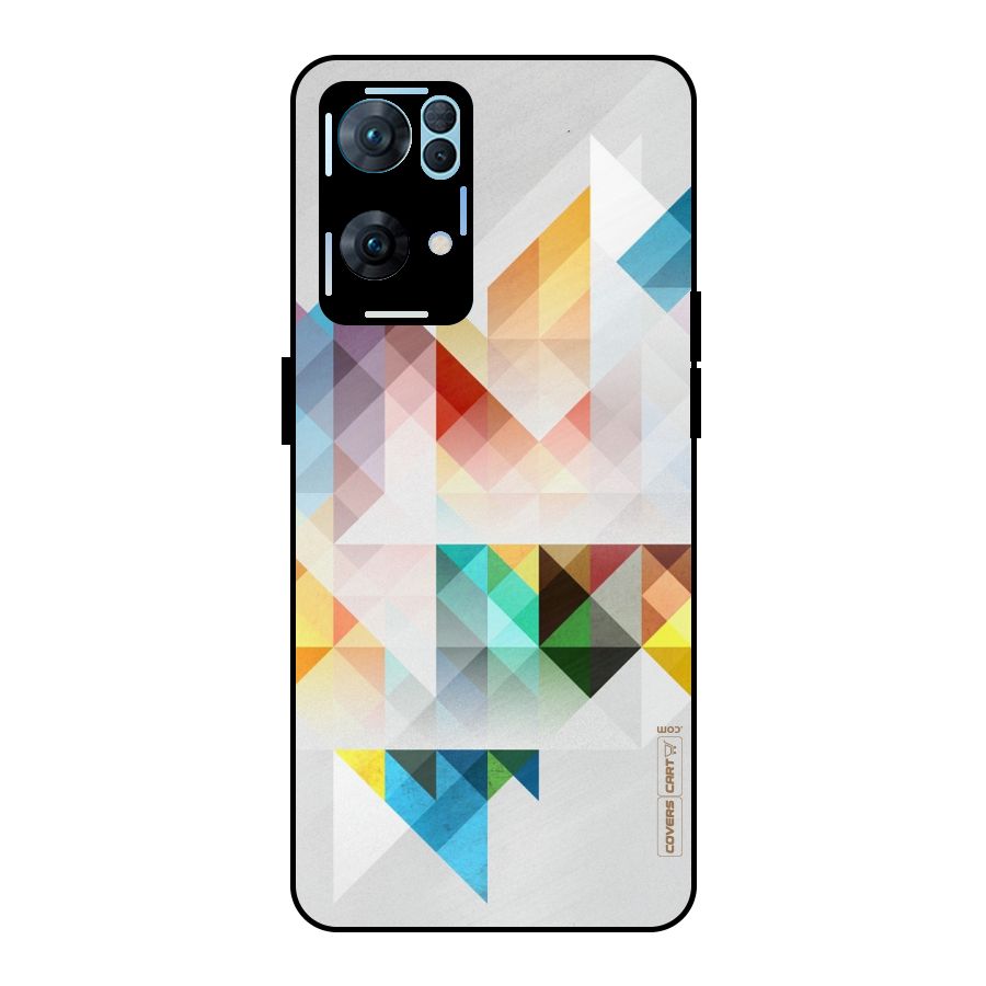 Colorful Geometric Art Metal Back Case for Oppo Reno7 Pro 5G