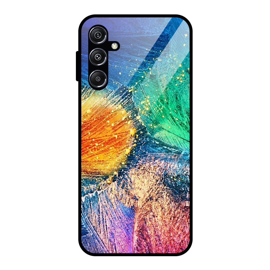 Colorful Leafs Vibrant Glass Back Case for Galaxy M34 5G