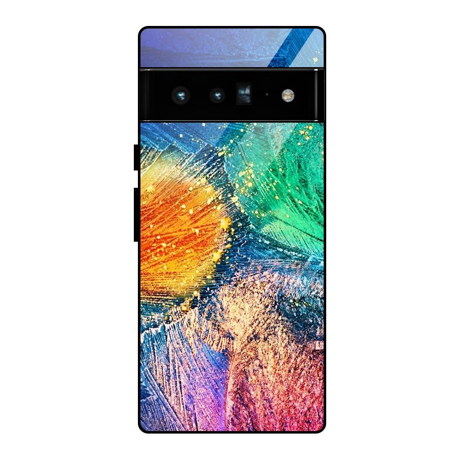 Colorful Leafs Vibrant Glass Back Case for Google Pixel 6 Pro