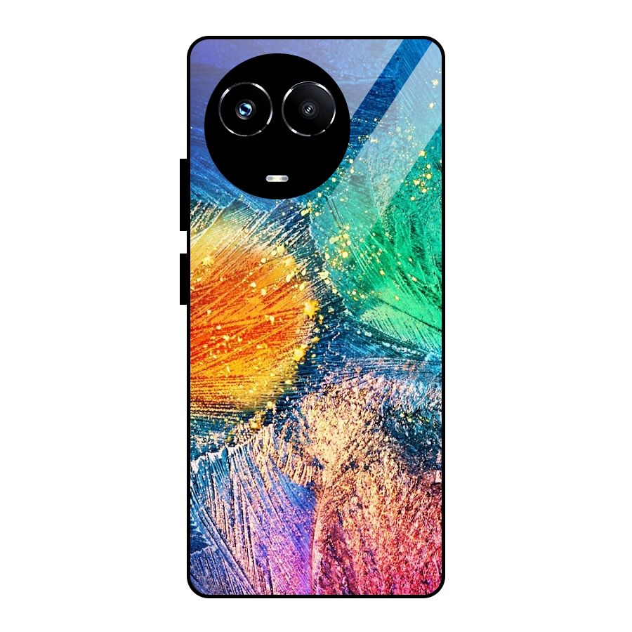 Colorful Leafs Vibrant Glass Back Case for Realme Narzo 60X