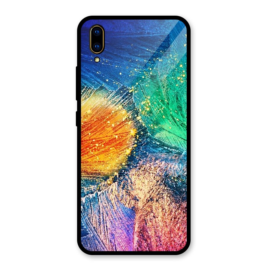 Colorful Leafs Vibrant Glass Back Case for Vivo V11 Pro